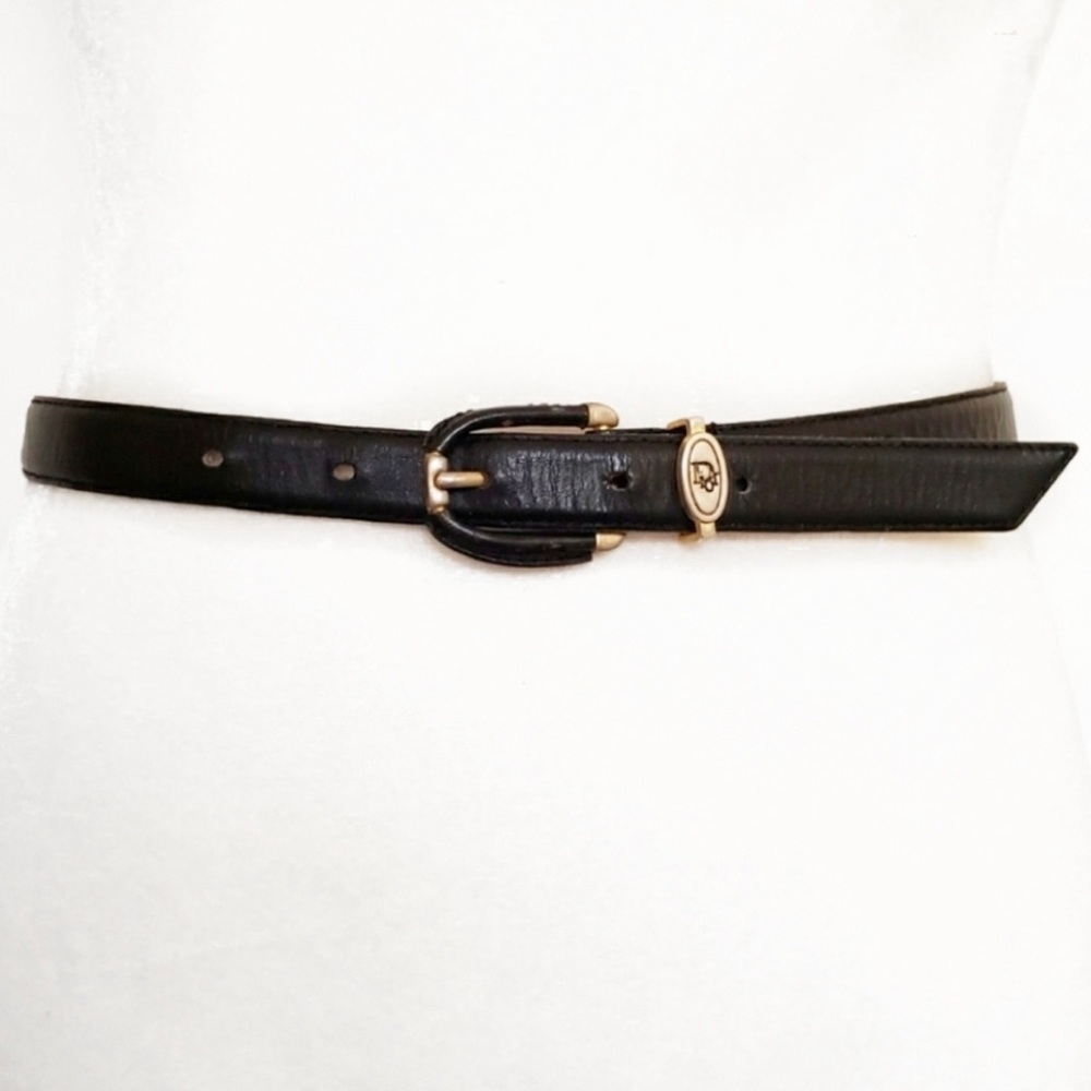 Christian Dior belt vintage black genuine leather